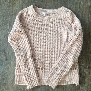 No Boundaries | Light Pink Crochet Sweater